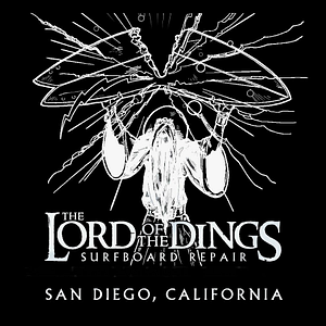 The Lord of the Dings Surfboard Repair - Logo